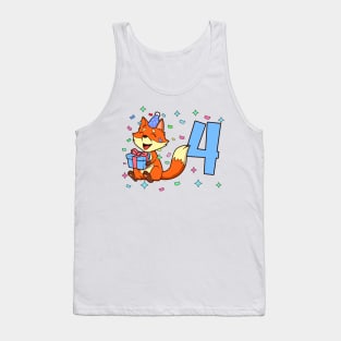 I am 4 with fox - boy birthday 4 years old Tank Top